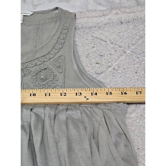Banana Republic Size‎ S Gray Embroidered Sleeveless Dress Silk Rayon Blend - Picture 5 of 14